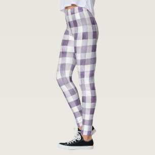 Lila Weiße Karierte Streifen Leggings