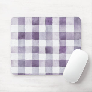 Lila Weiße Karierte Streifen Mousepad
