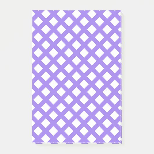 Lila-weiße Karo-Diamant-Muster Post-it Klebezettel (Vorderseite)