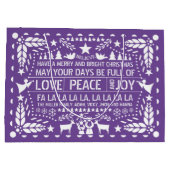 Lila weiße Liebe Peace Joapel Picado Weihnachten Große Geschenktüte (Rückseite)