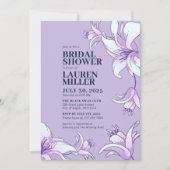 Lila Weiße Lilie Blume Brautparty Einladung (Vorderseite)