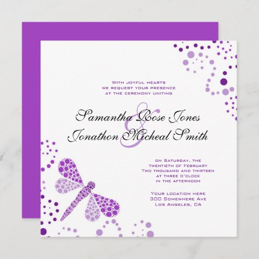 Lila Weiße Lippenblüte Einladung (Vorne/Hinten)