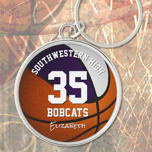 lila weiße Mannschaft farbenfrohe Jungs Basketball Schlüsselanhänger