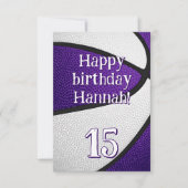 Lila weiße Mannschaft färbt Mädchen zum Basketball Karte (Vorderseite)