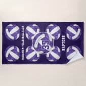 lila, weiße Mannschaftsfarben, gürtelfarbenes Voll Strandtuch (Vorderseite)
