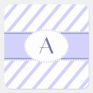 Lila-weiße Monogramm-Aufkleber Quadratischer Aufkleber