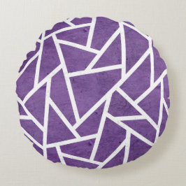 Lila-weiße Mosaikmuster Rundes Kissen