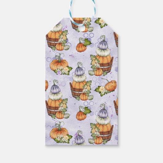 LILA WEISSE ORANGE FALL PUMPKINS GESCHENKANHÄNGER (Vorderseite)