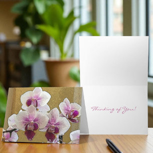 Lila Weiße Orchideenvorlage Klappgrußkarte Karte