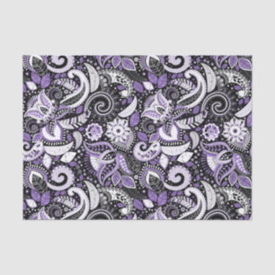 Lila weiße Paisley gedruckte elegante Geburtstagsf Seidenpapier