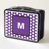 Lila weiße Polka-Punkte für Ptetty Monogram Metall Brotdose (Vorderseite)