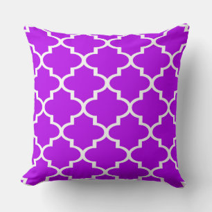 Lila-weiße Quatrefoil-Gitterkissen Kissen