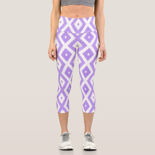 Lila-weiße Rautenmuster Capri Leggings