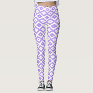 Lila-weiße Rautenmuster Leggings