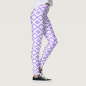 Lila-weiße Rautenmuster Leggings (Rechts)