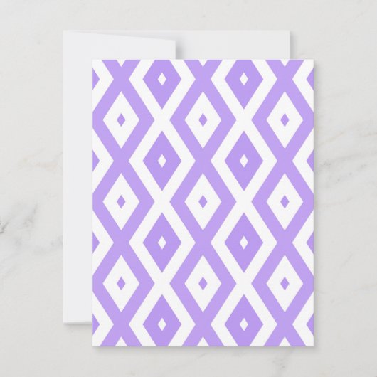 Lila-weiße Rautenmuster RSVP Karte (Vorderseite)