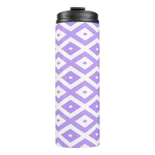 Lila-weiße Rautenmuster Thermosbecher (Vorderseite)