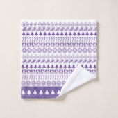 Lila/weiße Reihen Weihnachtsmuster Badhandtuch Set (Waschlappen)