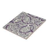 lila, weiße Schleifen auf grauem geometrischem Mus Fliese (Seite)