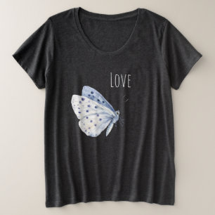 Lila Weiße Schmetterling Liebe Große Größe T-Shirt