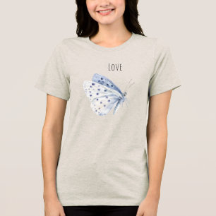 Lila Weiße Schmetterling Liebe Tri-Blend Shirt