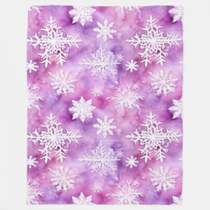 Lila Weiße Schneeflocken Weihnachten Fleecedecke