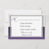 Lila, weiße Silber Calla Lily Wedding RSVP Cards Karte (Rückseite)