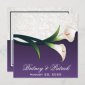 Lila weiße silberne einladung (Vorne/Hinten)