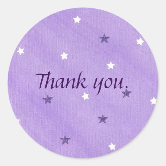Lila weiße Sterne auf Lavendel Danke Stickers (Vorderseite)