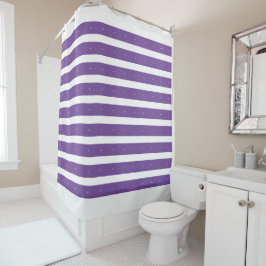 Lila-weiße Streifen Duschvorhang