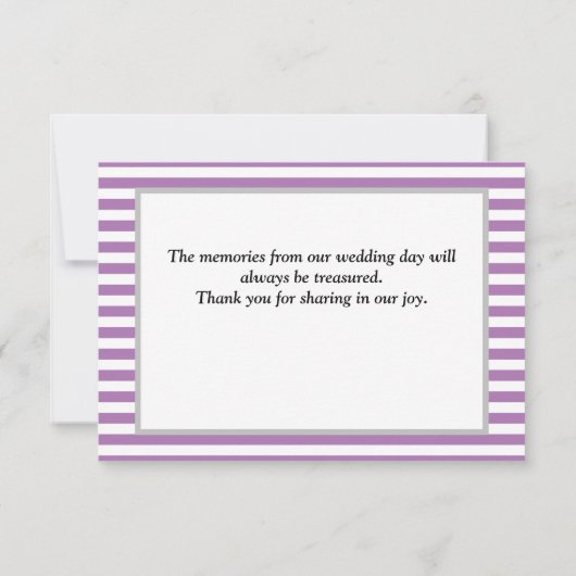 Lila/weiße Streifen Gerahmt Dankeschön Karte (Rückseite)
