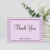 Lila/weiße Streifen Gerahmt Dankeschön Karte (Stehend Vorderseite)