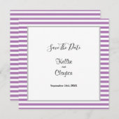 Lila/weiße Streifen Gerahmte Hochzeit speichern da Save The Date (Vorne/Hinten)