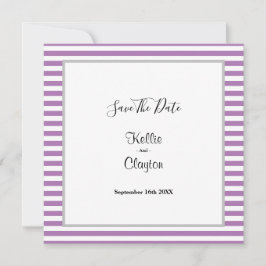 Lila/weiße Streifen Gerahmte Hochzeit speichern da Save The Date