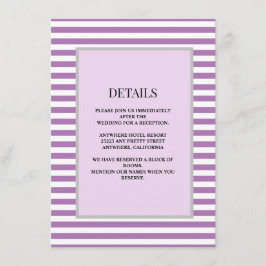 Lila/weiße Streifen Gerahmte Hochzeitsdetails Begleitkarte