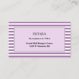 Lila/weiße Streifen Gerahmte Hochzeitsdetails Begleitkarte