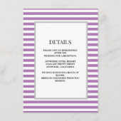 Lila/weiße Streifen Gerahmte Hochzeitsdetails Begleitkarte (Vorderseite)