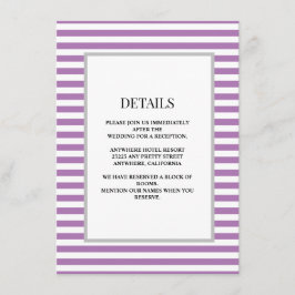 Lila/weiße Streifen Gerahmte Hochzeitsdetails Begleitkarte