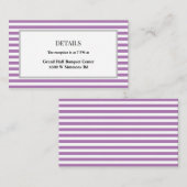 Lila/weiße Streifen Gerahmte Hochzeitsdetails Begleitkarte (Vorne/Hinten)