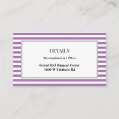 Lila/weiße Streifen Gerahmte Hochzeitsdetails Begleitkarte (Vorderseite)