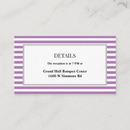 Lila/weiße Streifen Gerahmte Hochzeitsdetails Begleitkarte