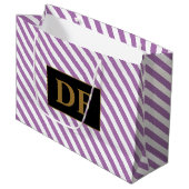 Lila/weiße Streifen Große Geschenktüte (Vorderseite Schrägansicht)