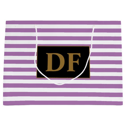 Lila/weiße Streifen Große Geschenktüte (Vorderseite)
