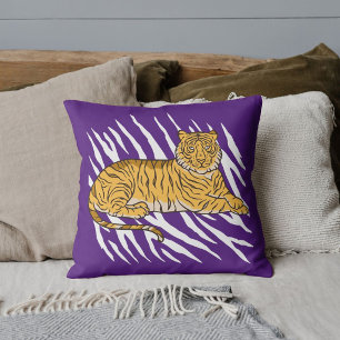 Lila weiße Streifen Luxuriöse Tiger-Farbe Kissen