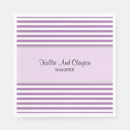 Lila/weiße Streifen Napkins Serviette (Vorderseite)