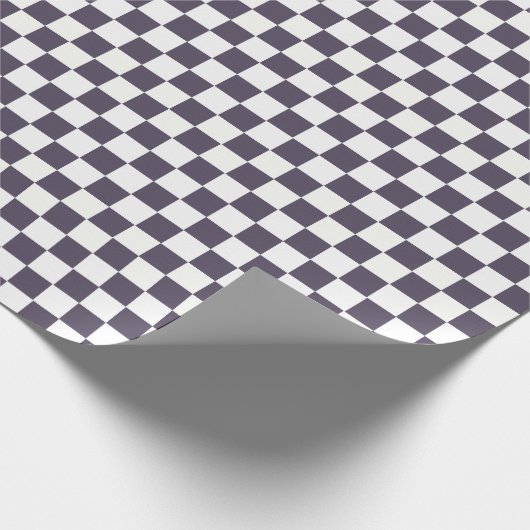 Lila weiße Tafel Checked Geschenkpapier (Ecke)