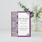 Lila-weiße Tradition Save the Date Ankündigungspostkarte (Stehend Vorderseite)