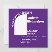 Lila weiße Typografie Abschluss Flachkarte Ankündigung (Vorderseite)