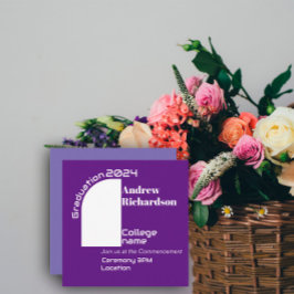 Lila weiße Typografie Abschluss Flachkarte Ankündigung