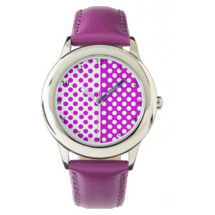 Lila weiße Uhr mit Punkten